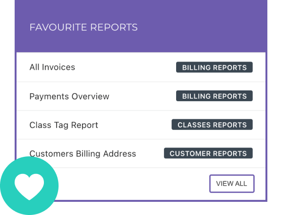 Snippet of favourited reports displayed on the dashboard for convenient access.