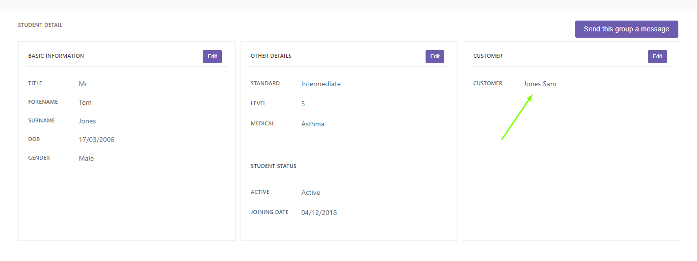 Customer to Student Link