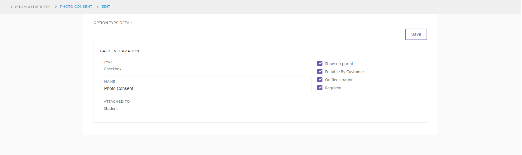 Custom Registration Options