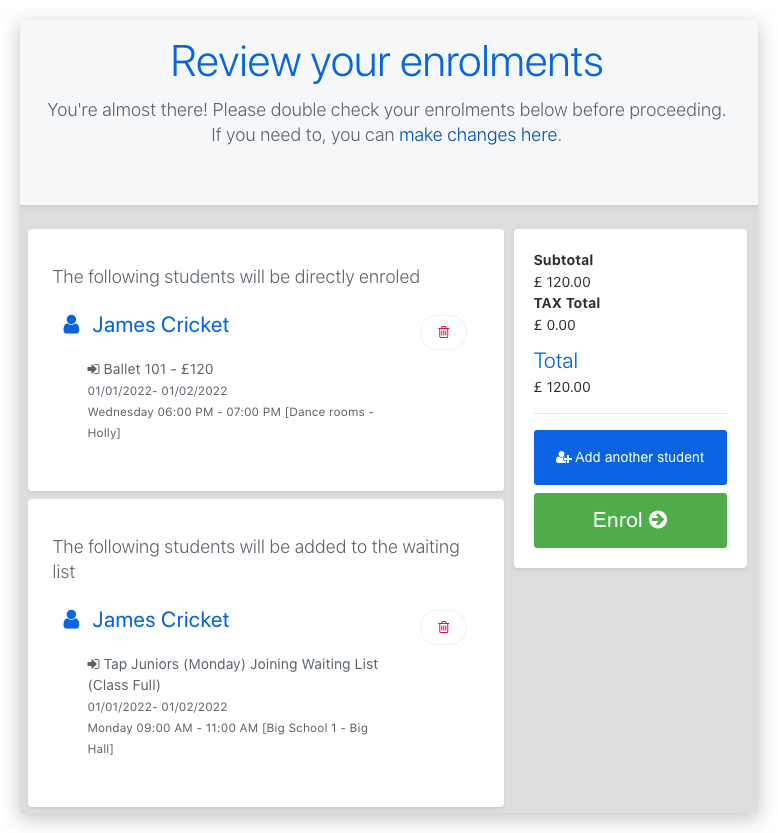 Review Portal Enrollments